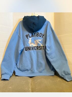 Pac-sun Playboy University Hoodie Sweatshirt Pullover Men Sz XL Blue and Navy
